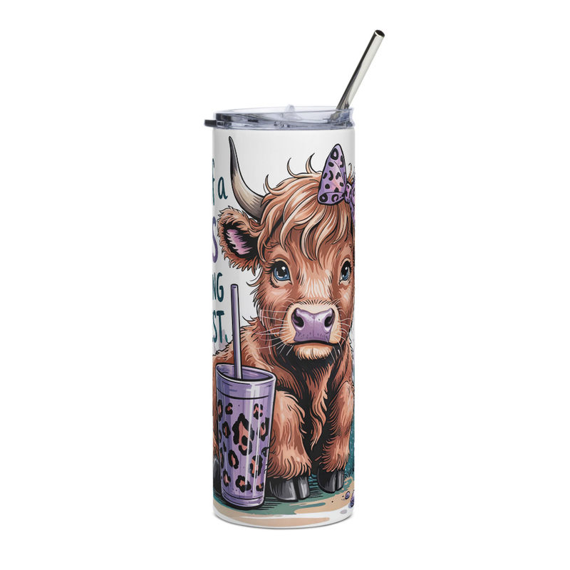 "Bit of a Mess But Doing My Best" Highland Cow Tumbler - Stainless Steel 20oz