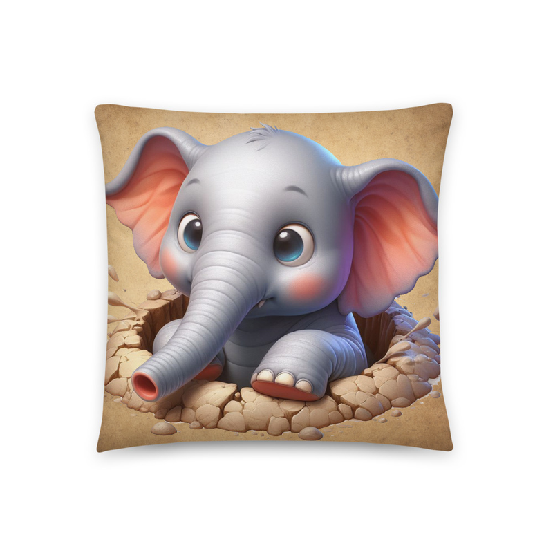 Cute Baby Elephant 18' x 18' Decorative Throw Pillow