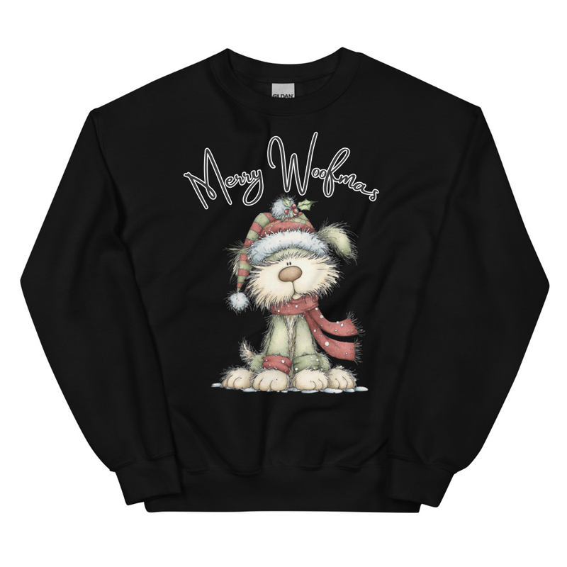 Merry Woofmas Christmas Whimsical Dog Sweatshirt