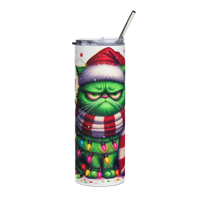 "Is This Jolly Enough?" Grumpy Cat Christmas Tumbler - Stainless Steel 20oz
