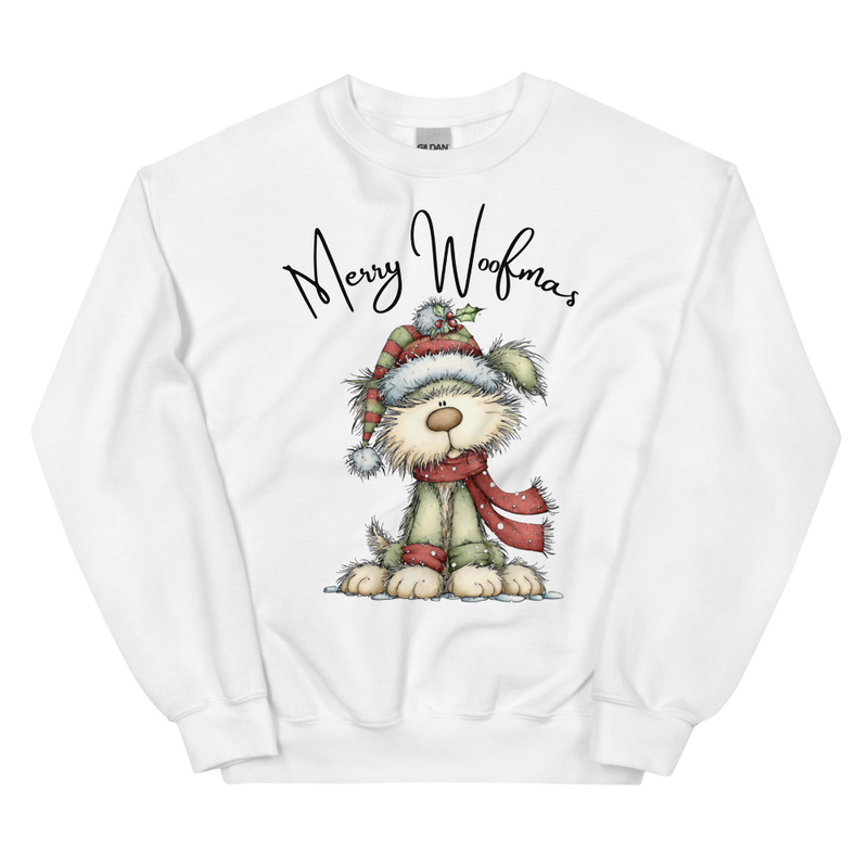 Merry Woofmas Christmas Whimsical Dog Sweatshirt