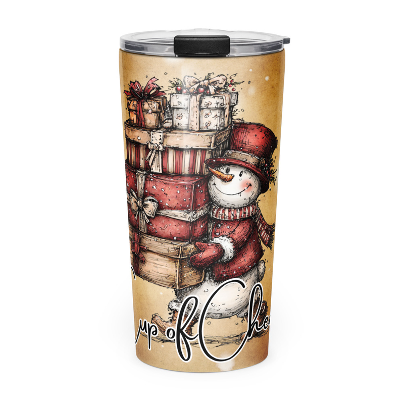 Cup of Cheer Christmas Snowman Tumbler - Stainless Steel 20oz