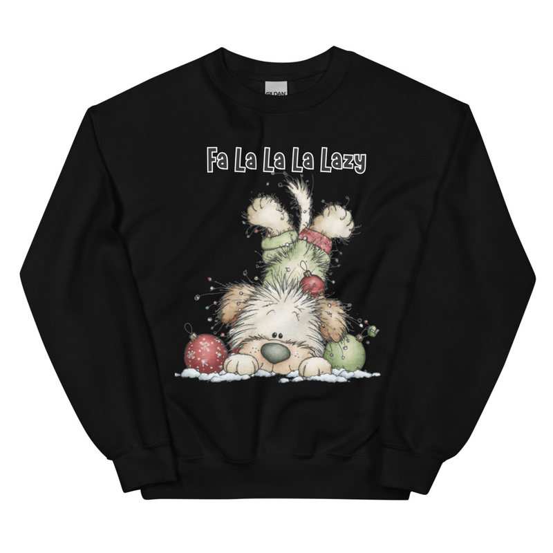 Fa La La La Lazy Holiday Whimsical Dog Sweatshirt