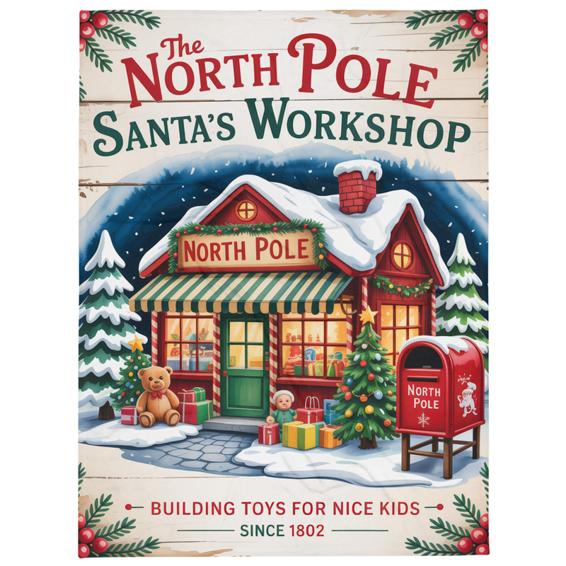 Santa's Workshop Throw Blanket (3 Sizes)