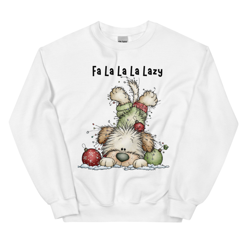 Fa La La La Lazy Holiday Whimsical Dog Sweatshirt