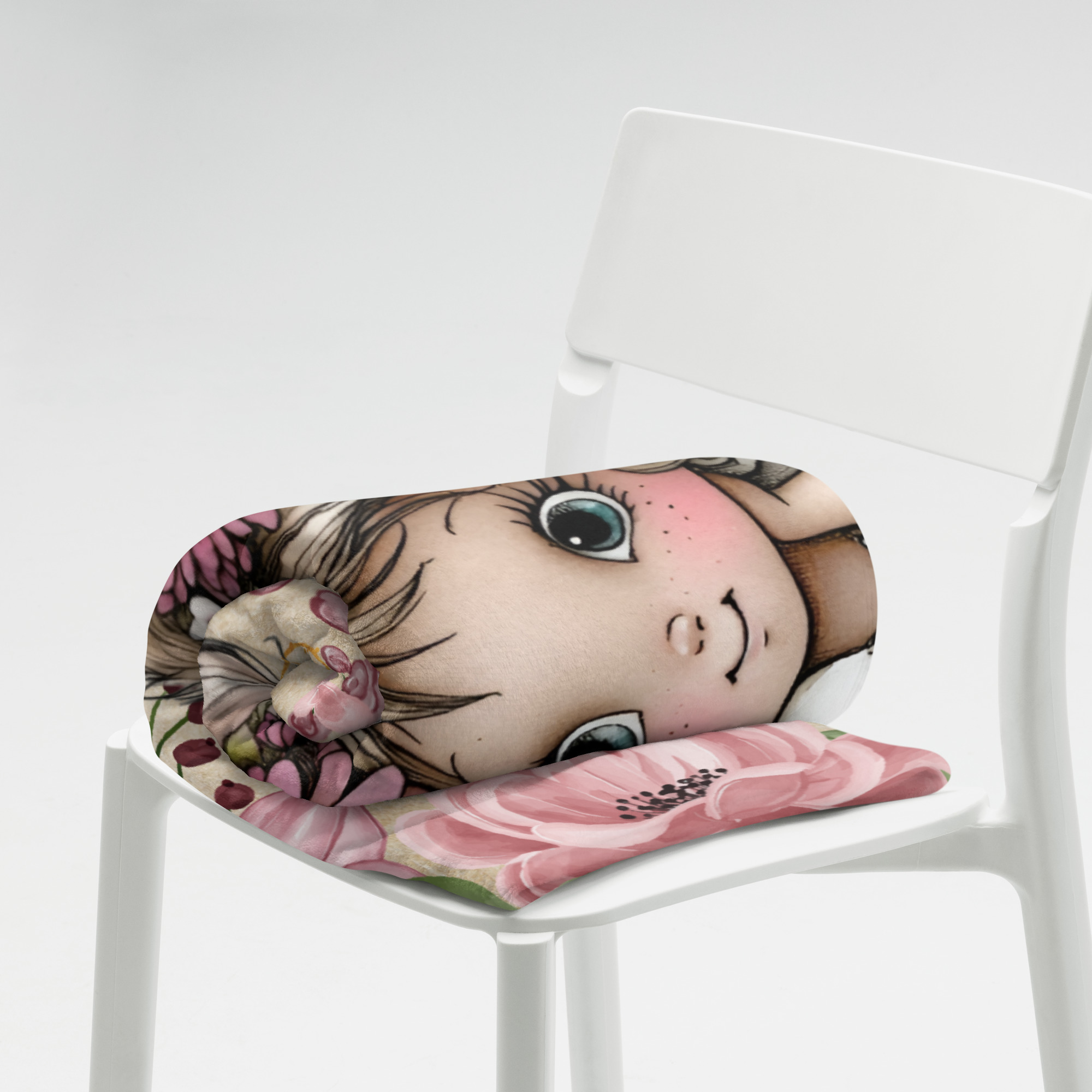 Whimsical Boho Girl Throw Blanket (3 Sizes)