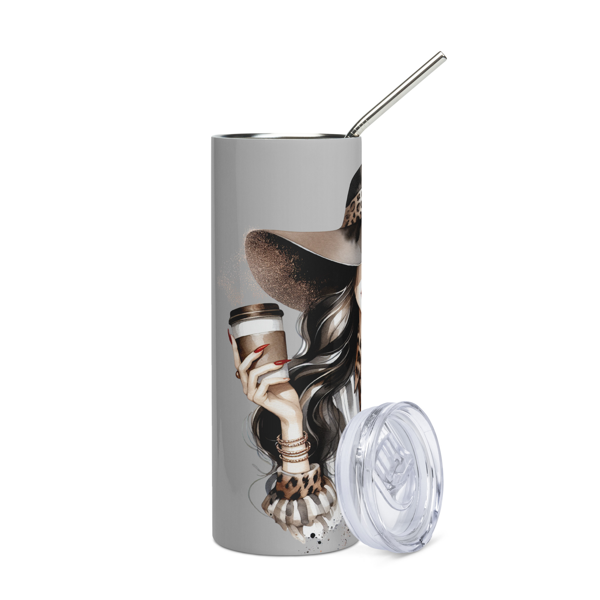 "Coffee & Confidence" Tumbler - Stainless Steel 20oz