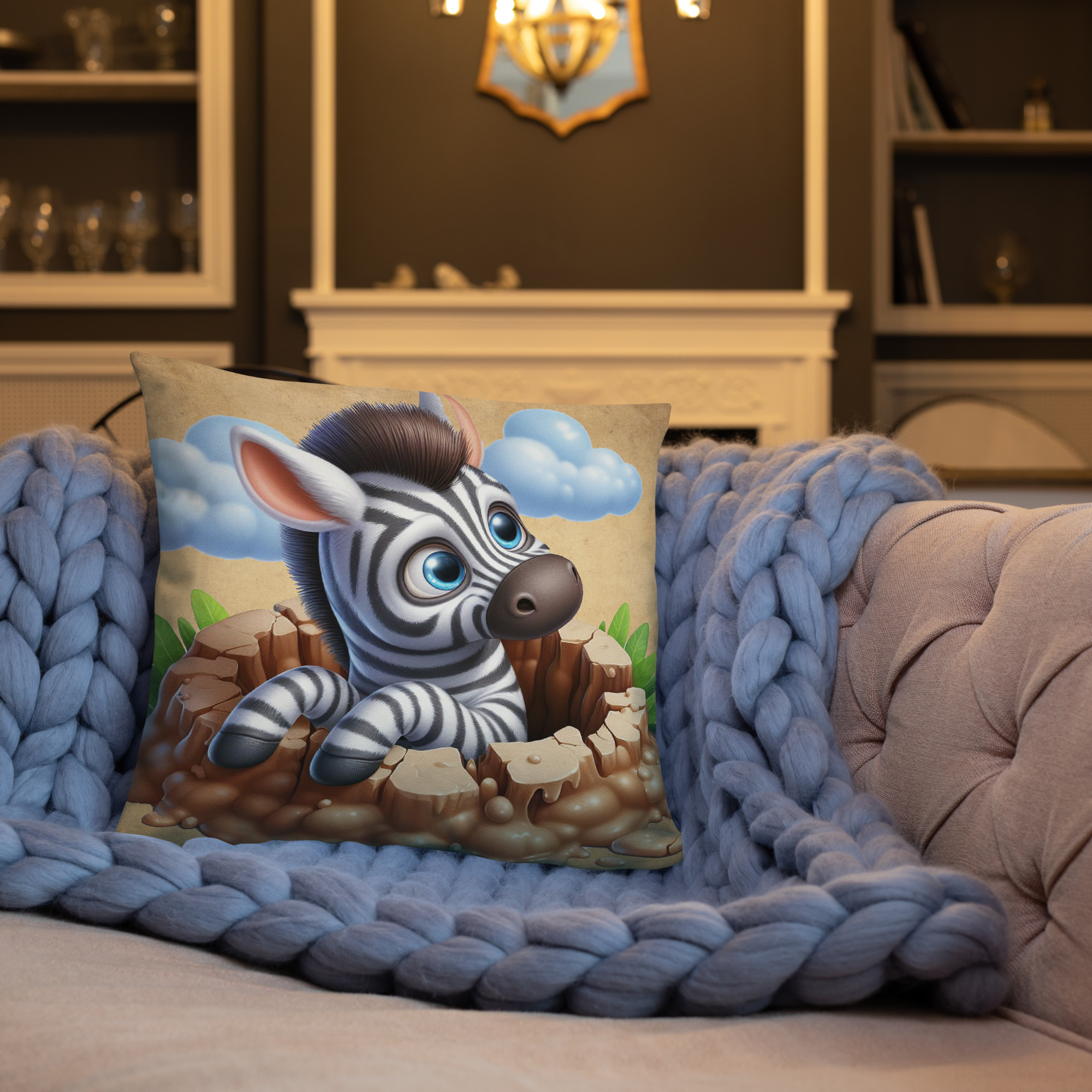 Cute Baby Zebra 18" x 18" Throw Pillow