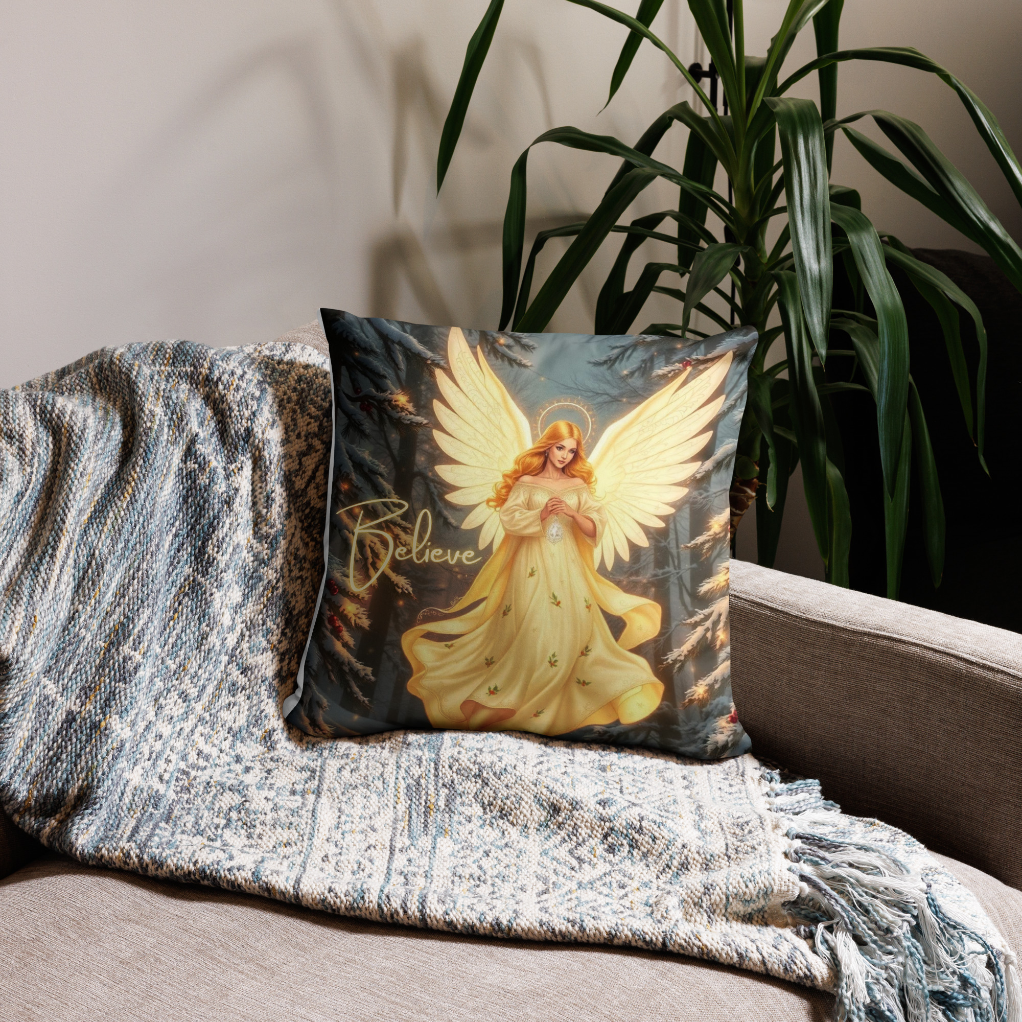 Believe Angel Decorative Throw Pillow 18" x 18"