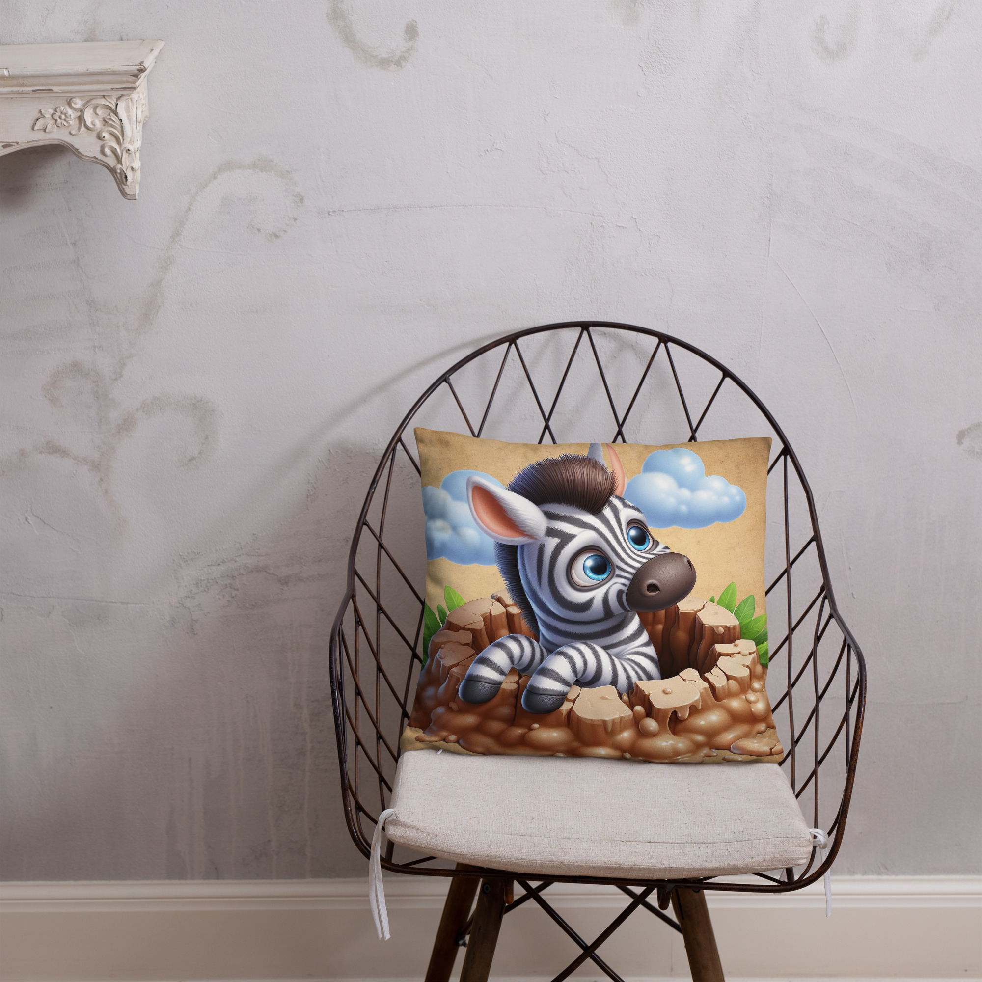 Cute Baby Zebra 18" x 18" Throw Pillow