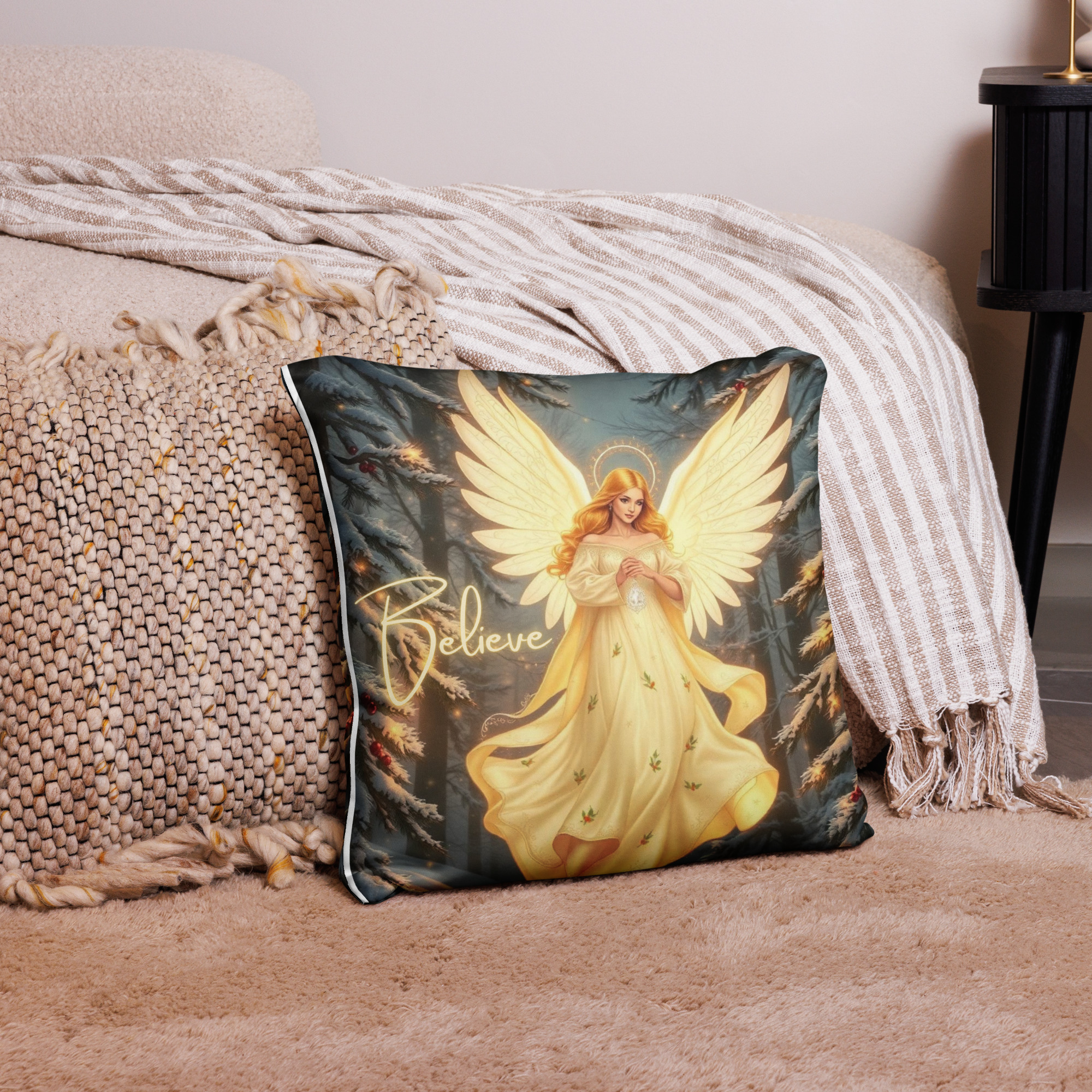 Believe Angel Decorative Throw Pillow 18" x 18"