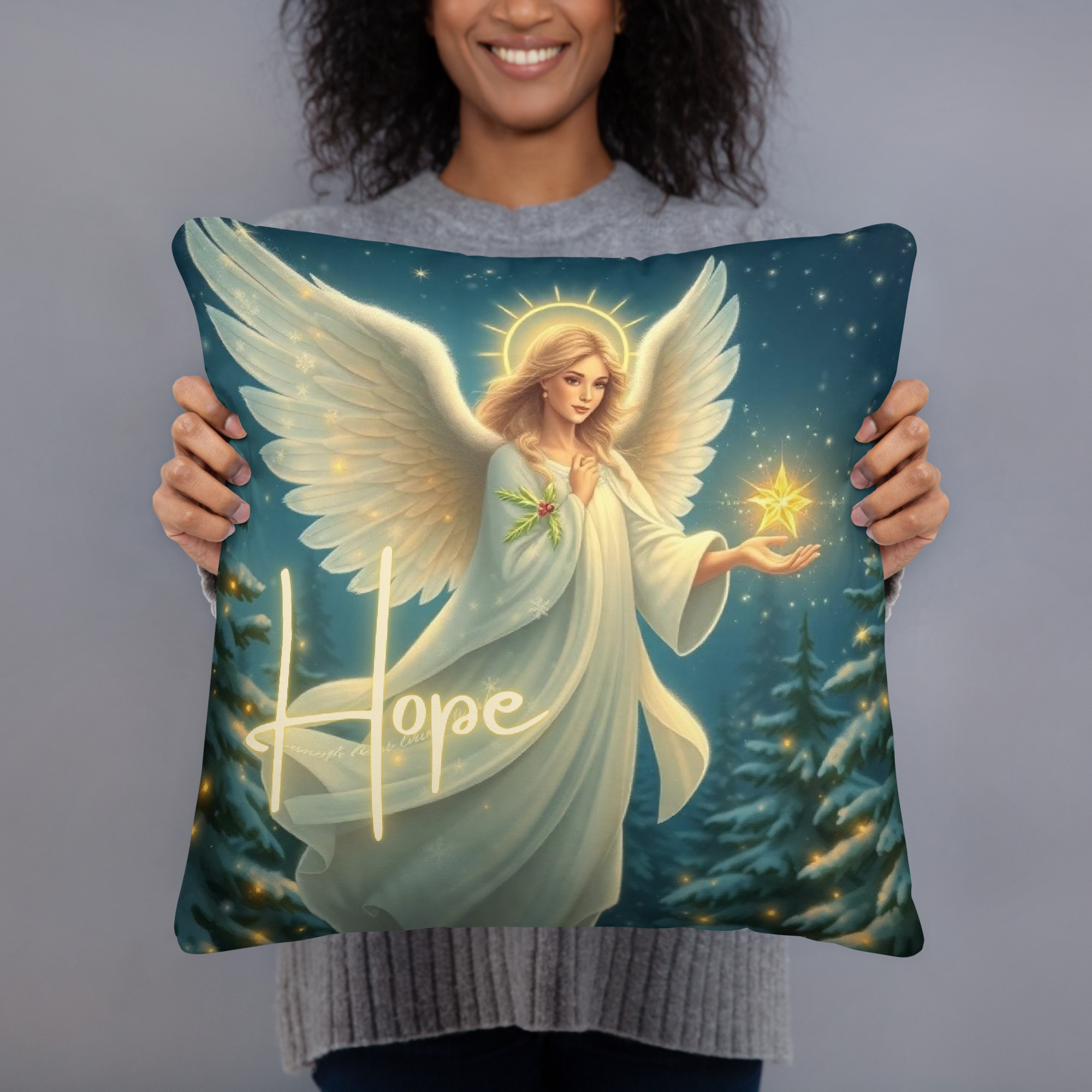 Christmas Angel "Hope" Decorative Throw Pillow - 18" x 18"