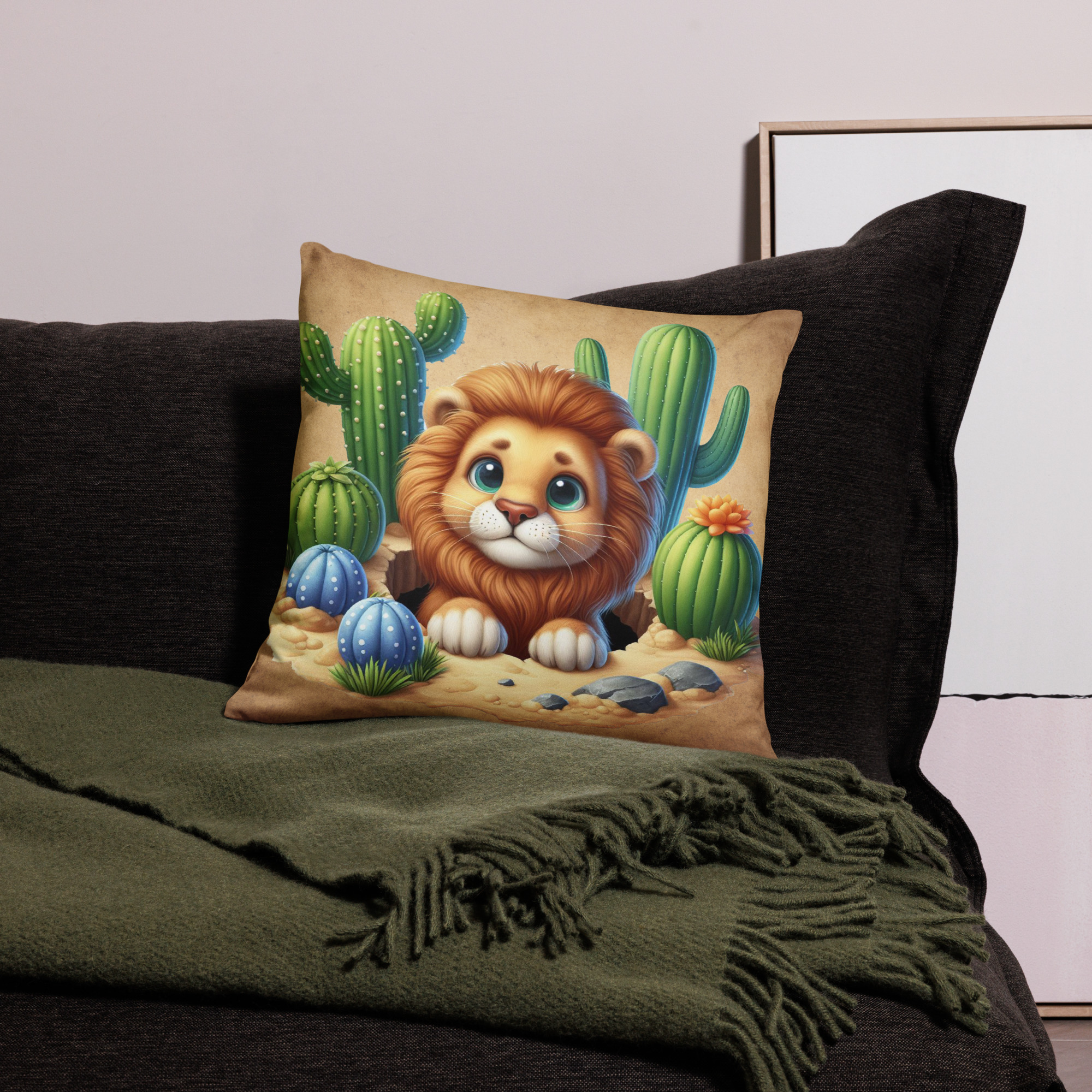 Cactus Lion 18" x 18" Decorative Throw Pillow