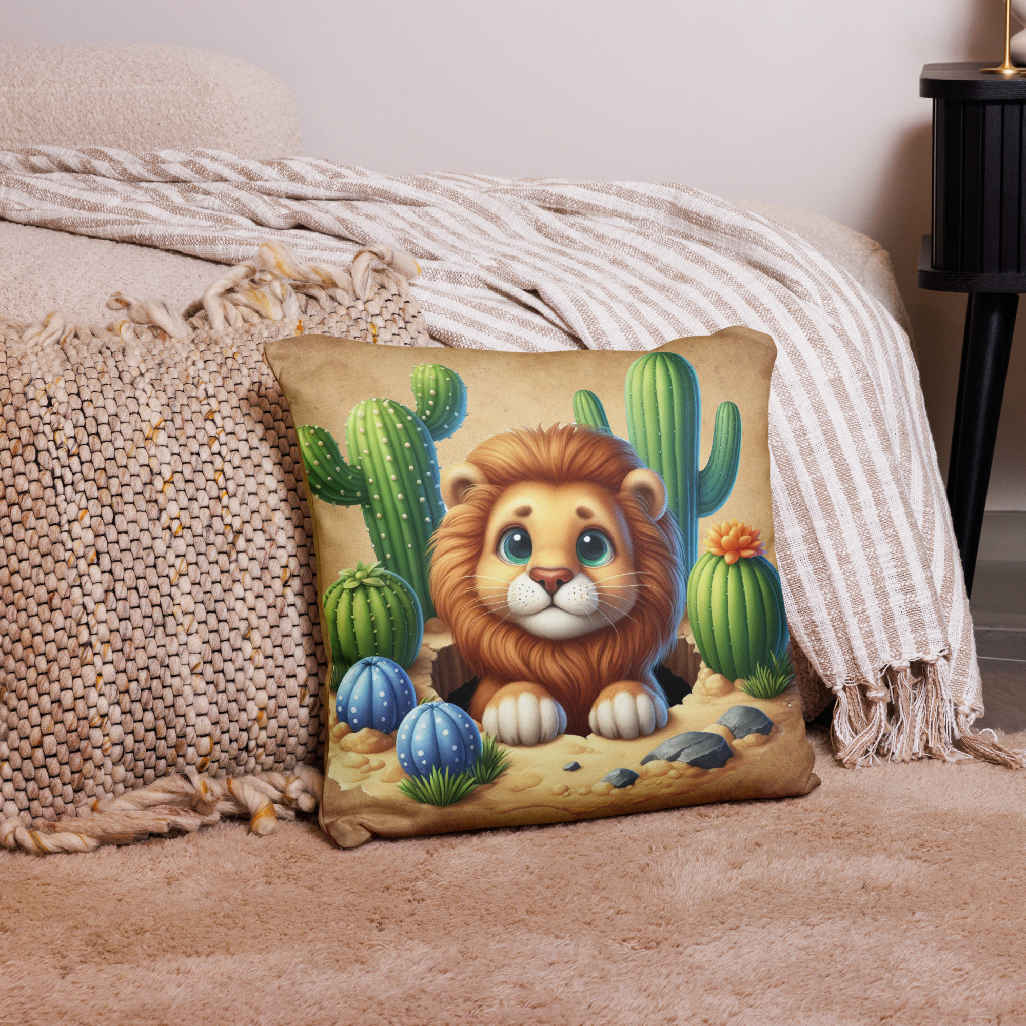 Cactus Lion 18" x 18" Decorative Throw Pillow