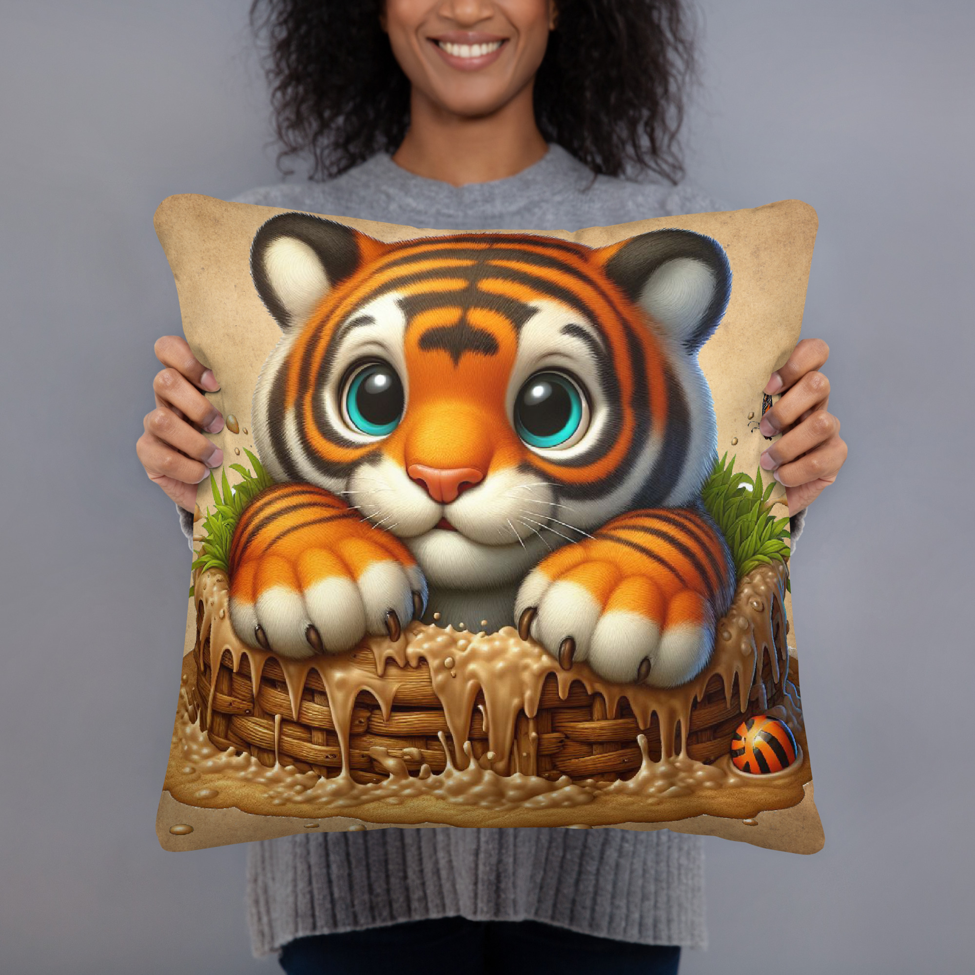 Cute Tiger Cub 18" x 18" Decorative Throw Pillow
