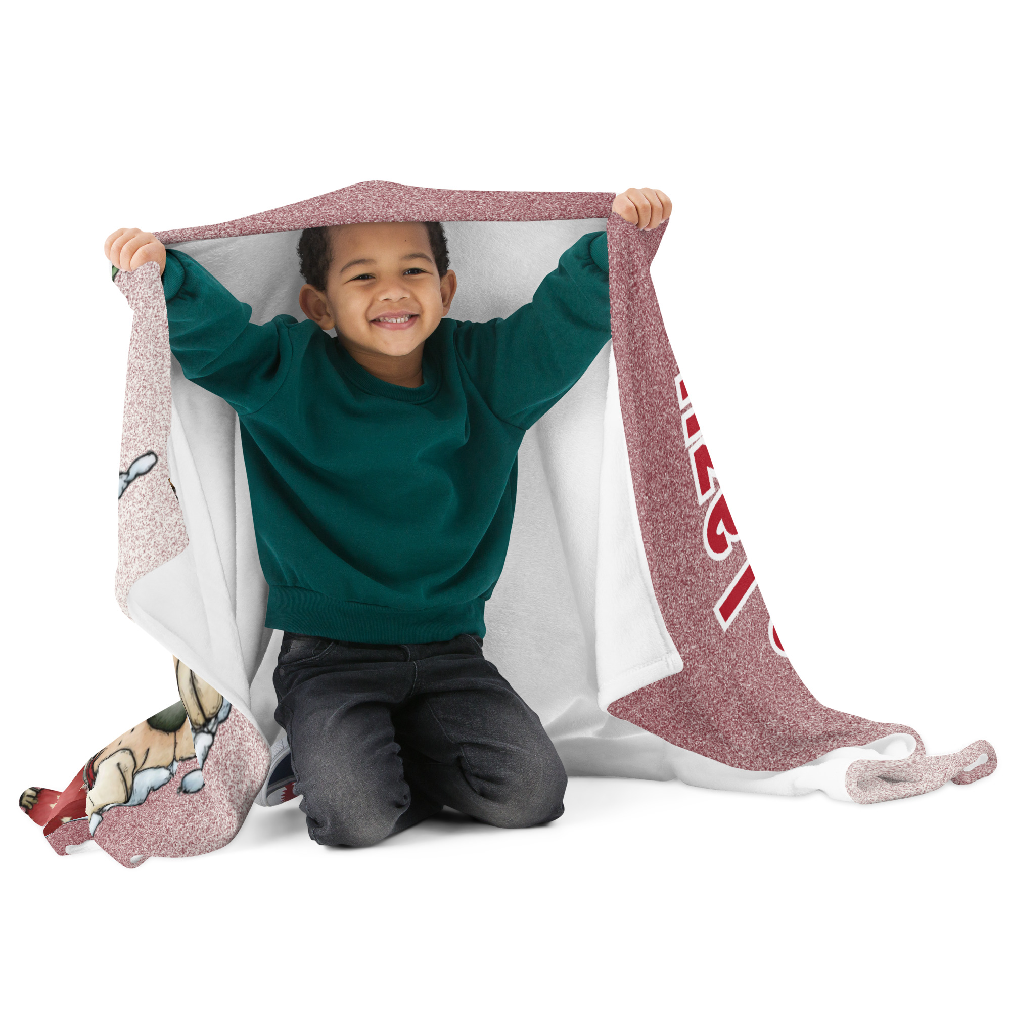 Fa La La La Lazy Whimsical Puppy 50" x 50" Holiday Throw Blanket Blanket