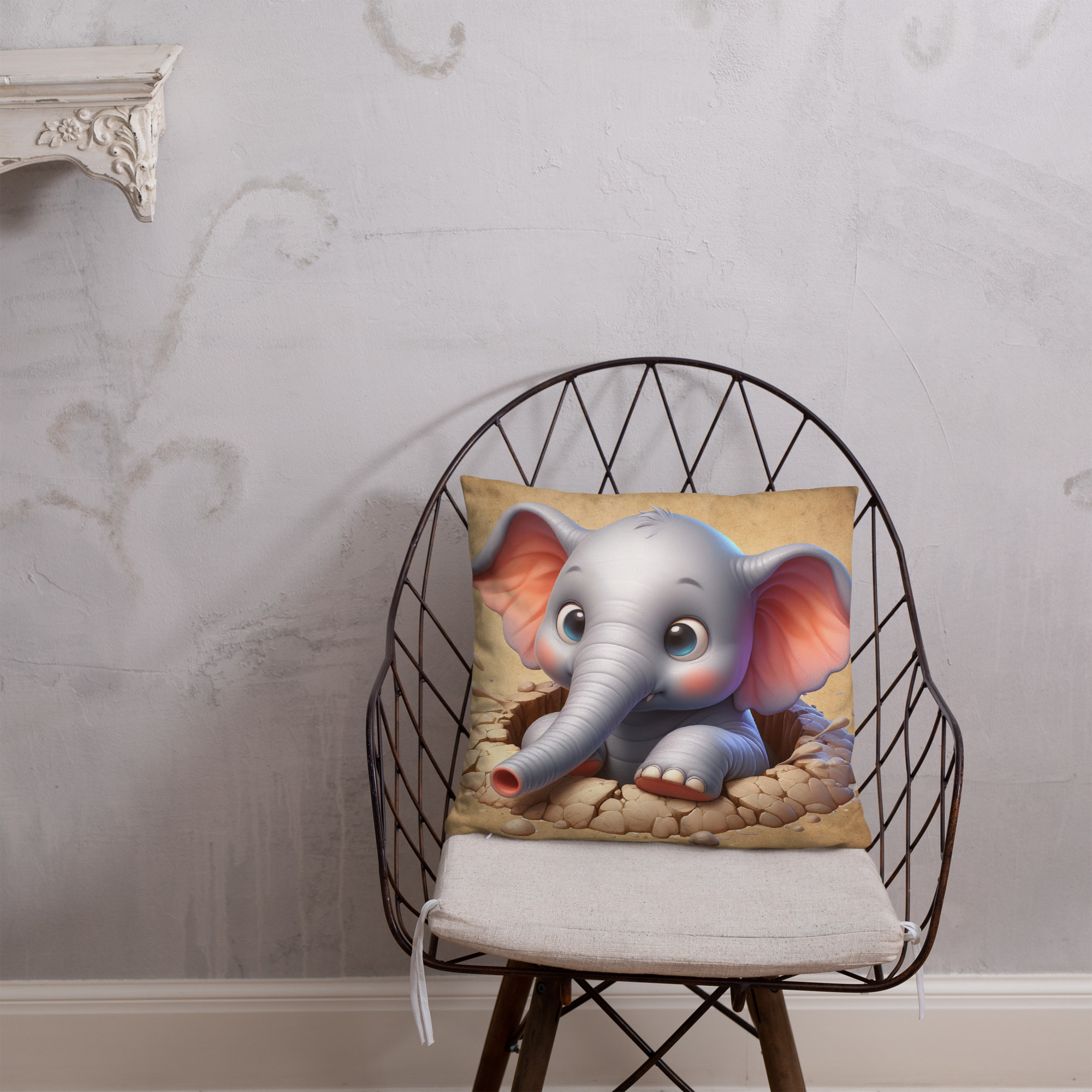 Cute Baby Elephant 18' x 18' Decorative Throw Pillow