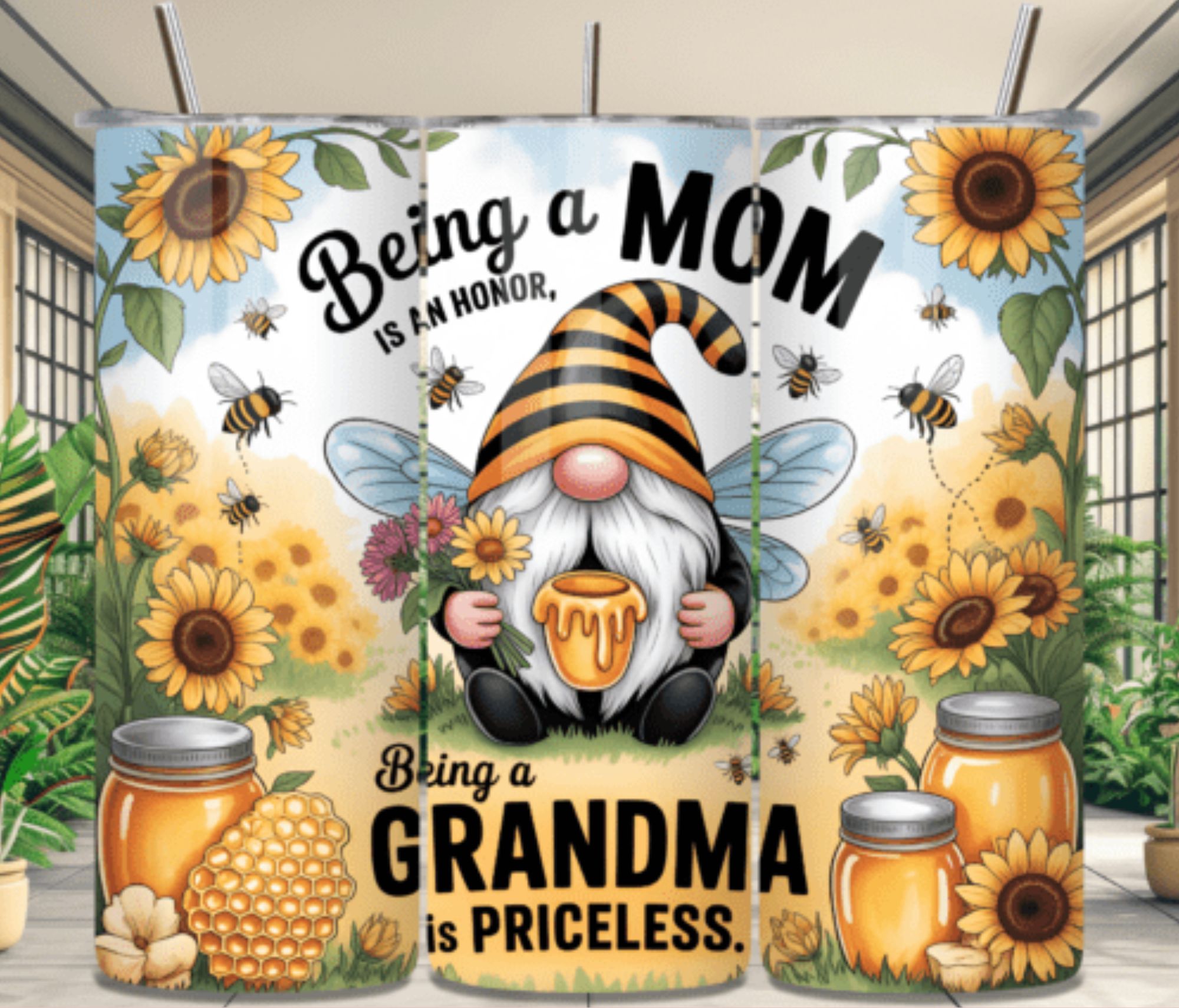 "Being a Mom is an Honor, Being a Grandma is Priceless" Tumbler - Stainless Steel 20oz