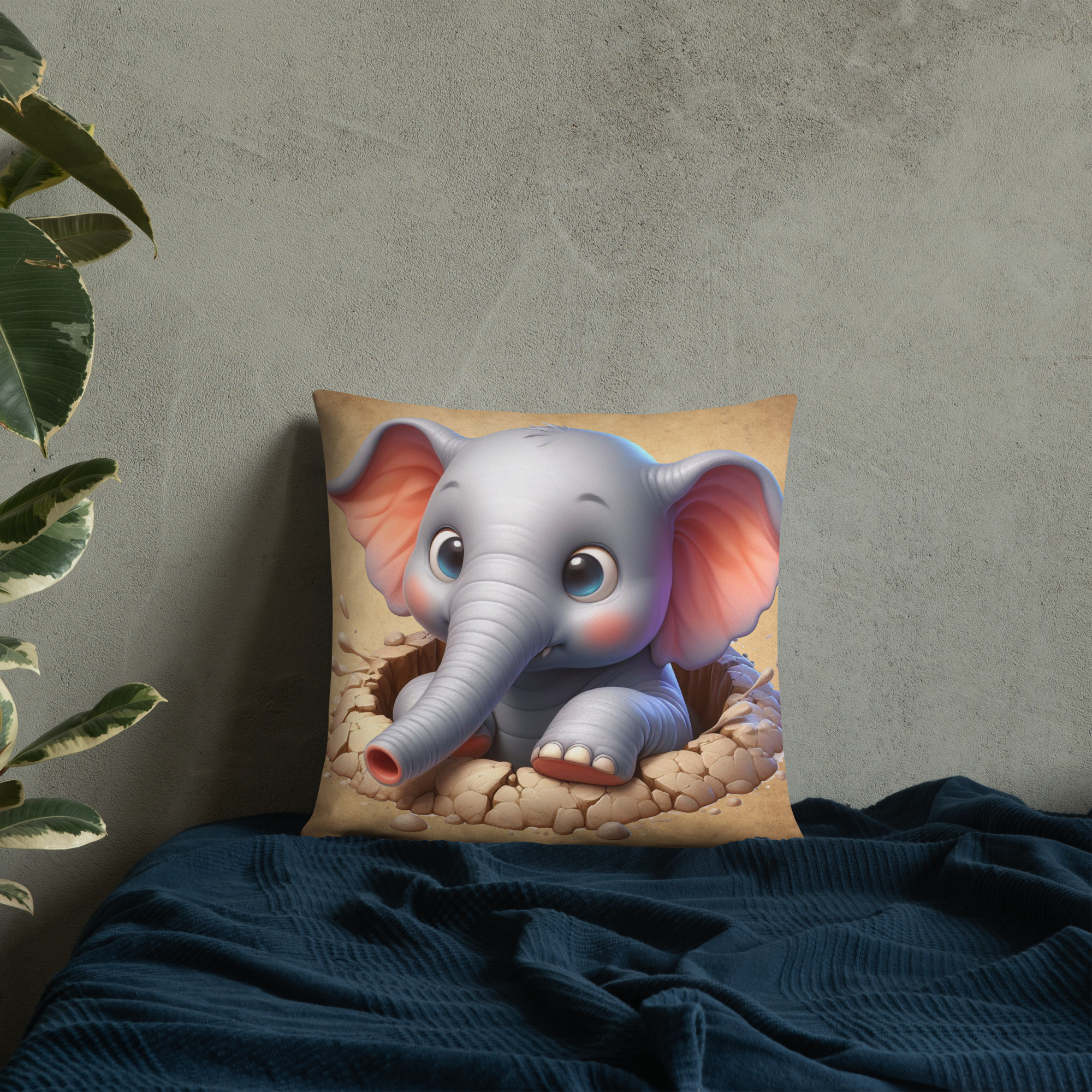 Cute Baby Elephant 18' x 18' Decorative Throw Pillow