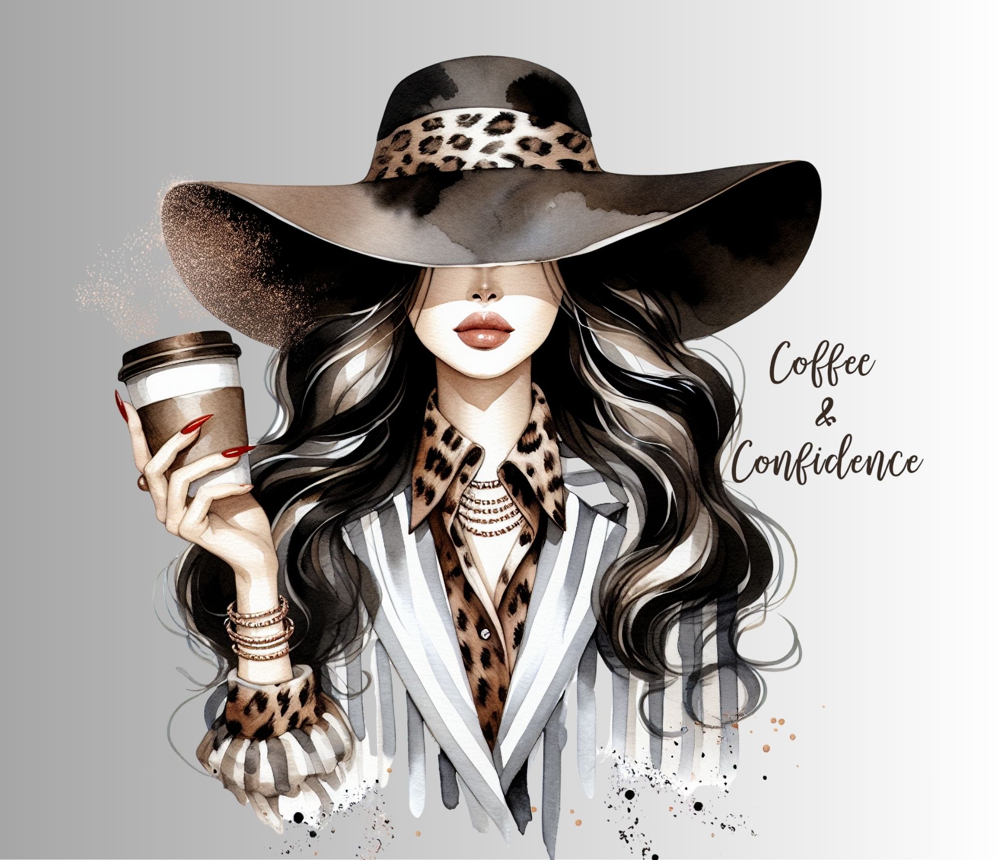 "Coffee & Confidence" Tumbler - Stainless Steel 20oz