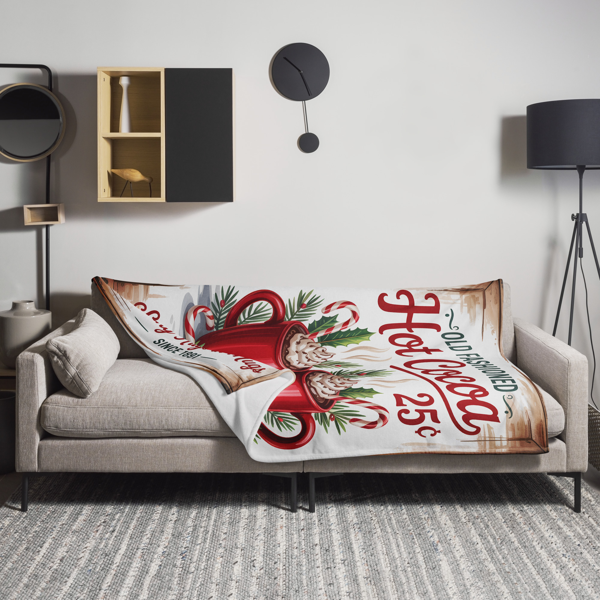 Old Fashioned Hot Cocoa Throw Blanket (3 Sizes)