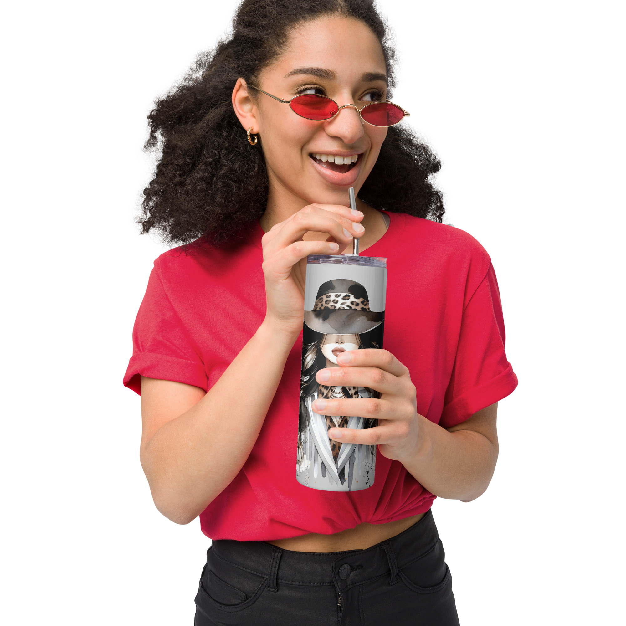 "Coffee & Confidence" Tumbler - Stainless Steel 20oz