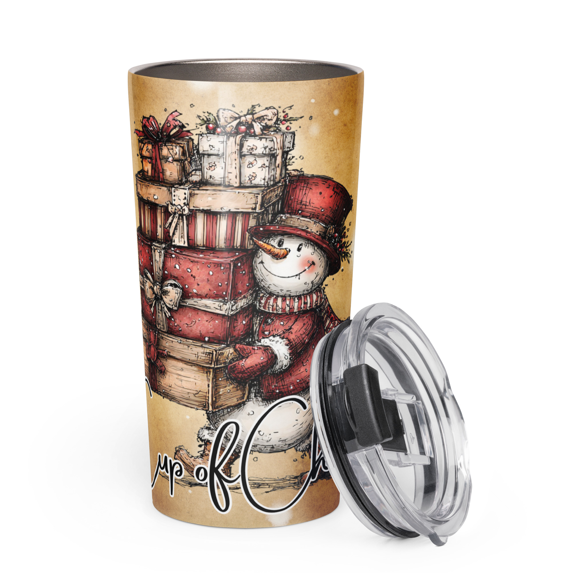 Cup of Cheer Christmas Snowman Tumbler - Stainless Steel 20oz
