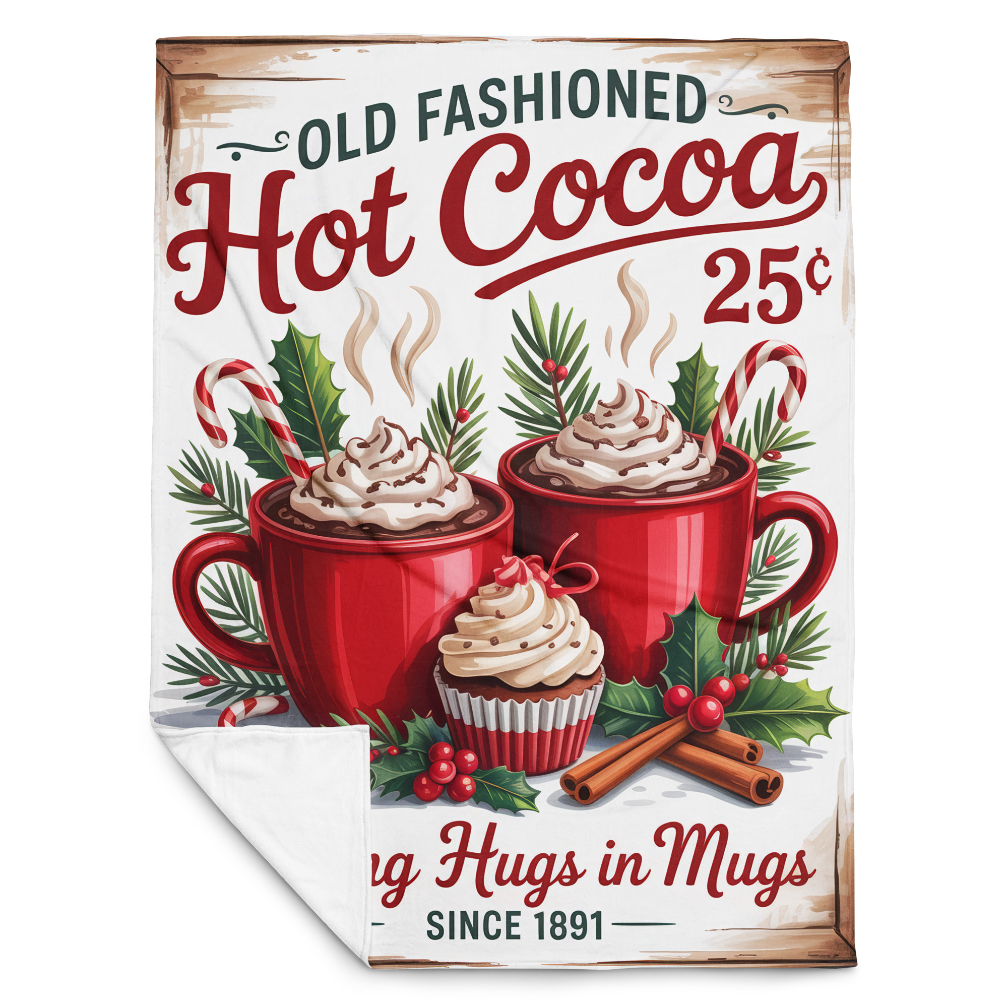 Old Fashioned Hot Cocoa Throw Blanket (3 Sizes)