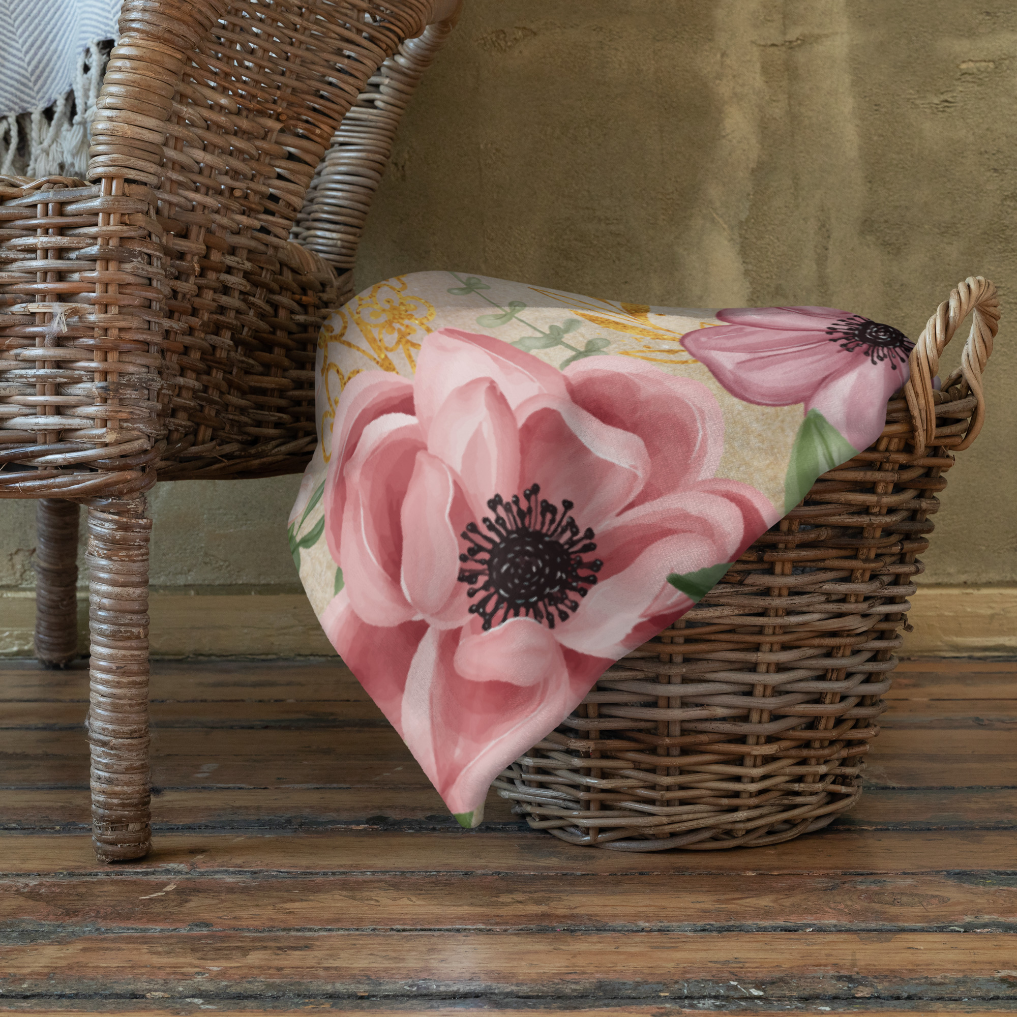 Whimsical Boho Girl Throw Blanket (3 Sizes)