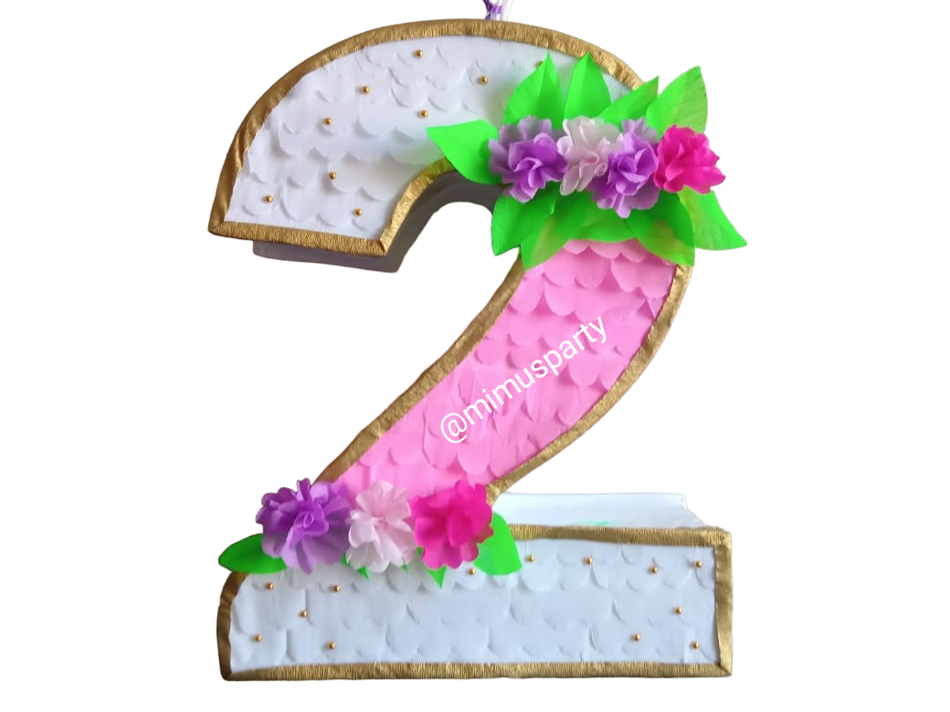 White and pink number piñata