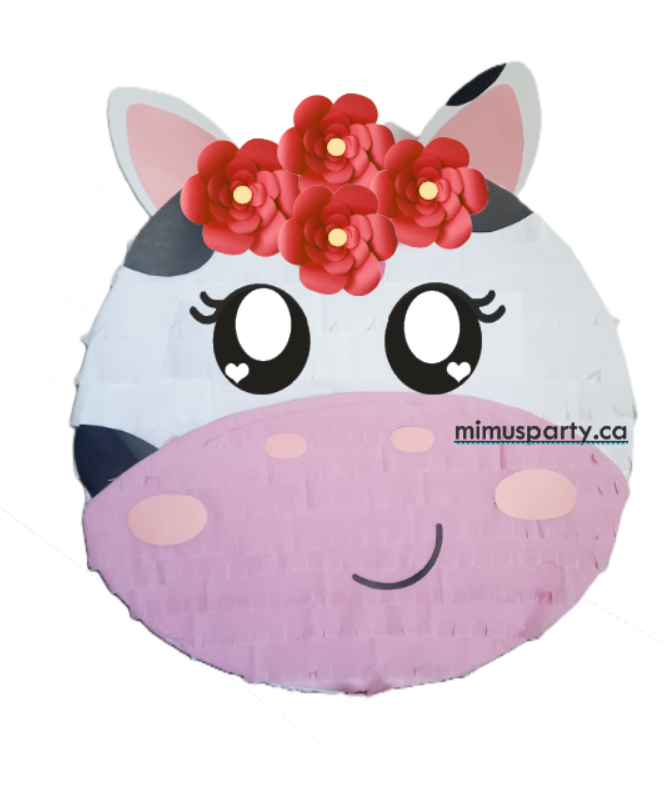 Cow Face Piñata (Red flowers)