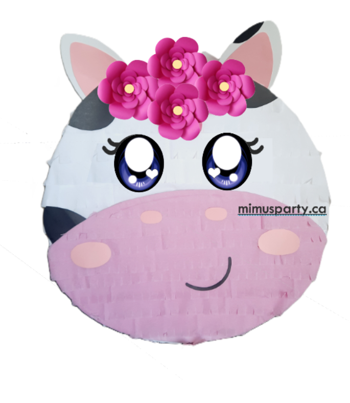 Cow Face Piñata (Pink flowers)
