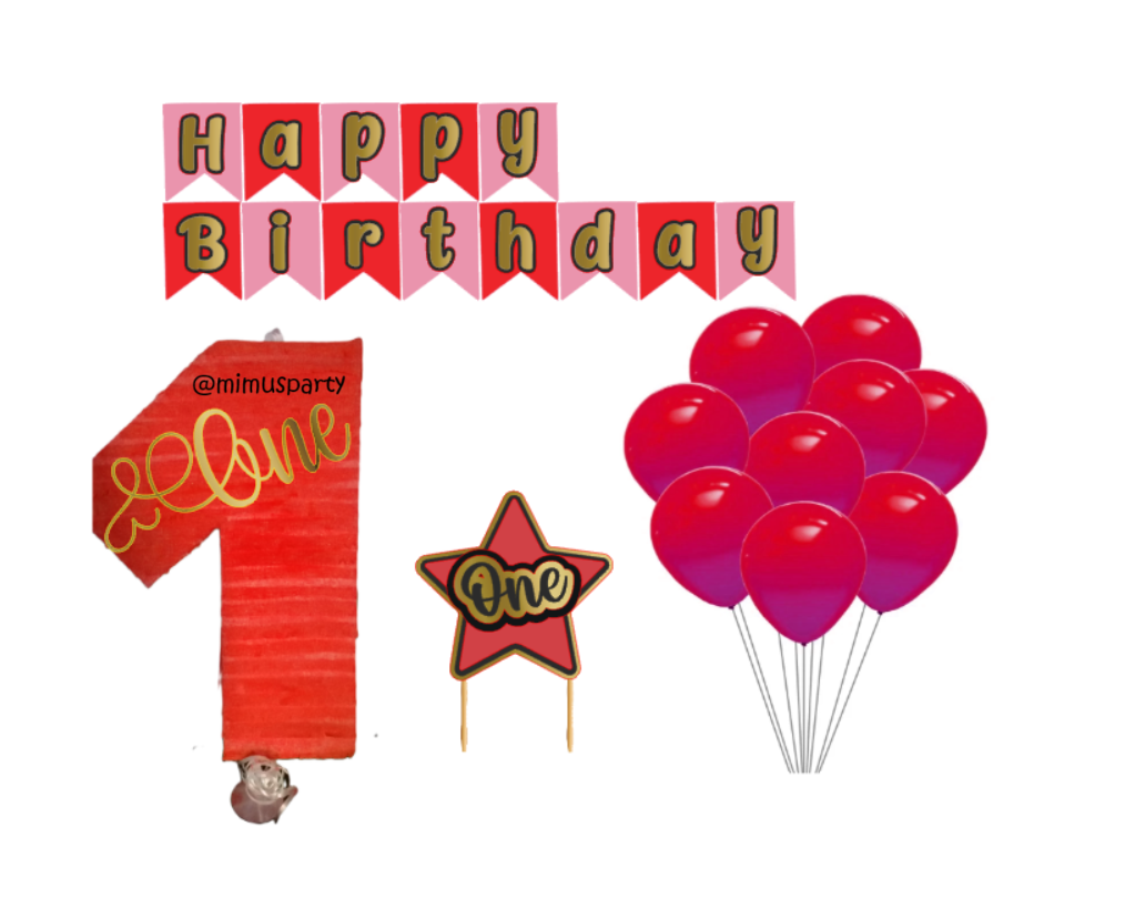 First Birthday Party Decoration Set (Red)