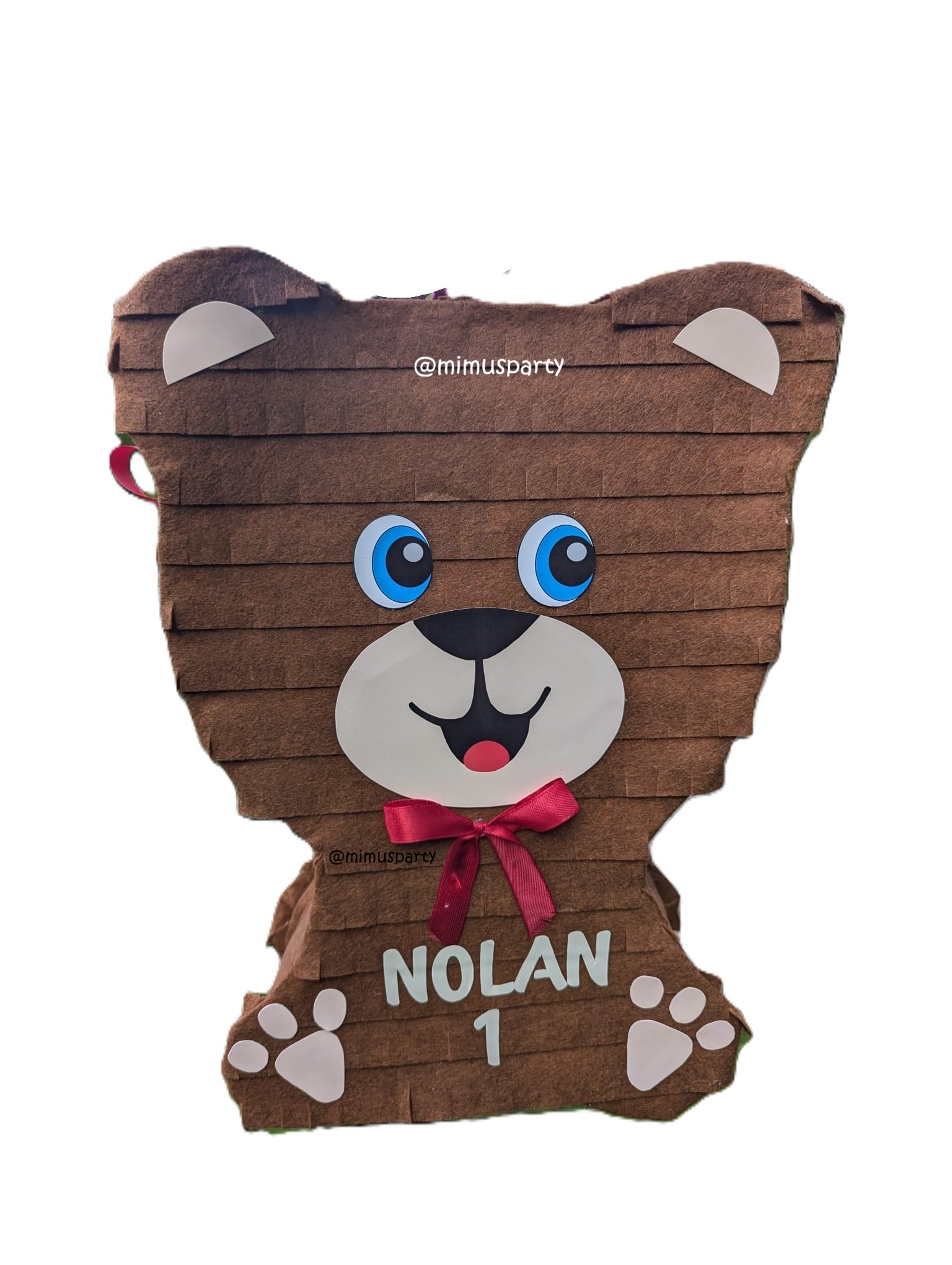 Red Bow Tie Bear Shaped Piñata