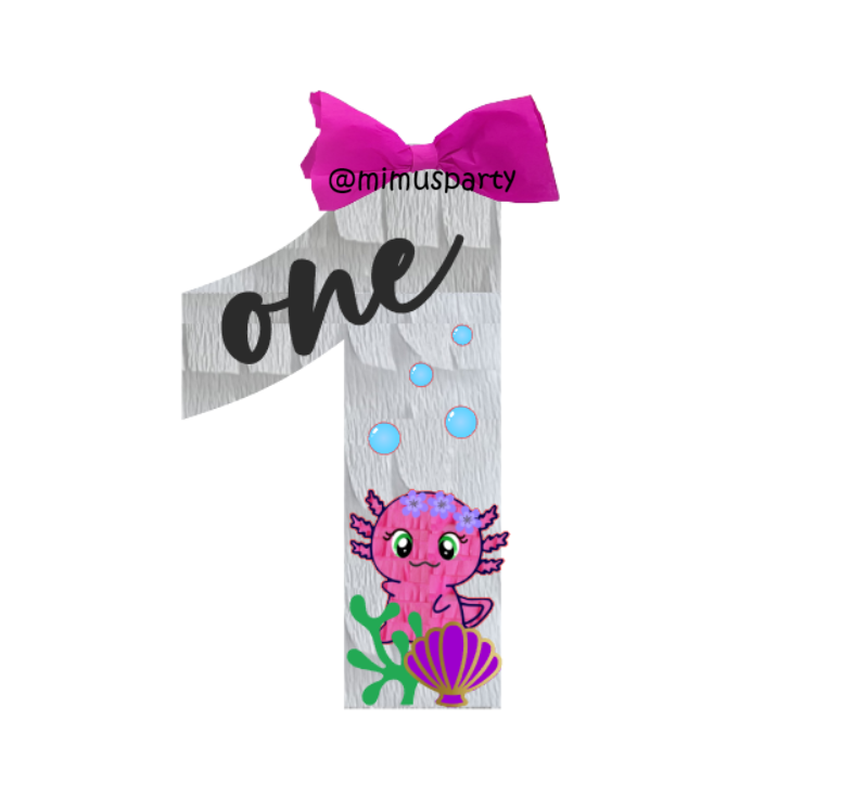 Pink Axolotl Number One Piñata