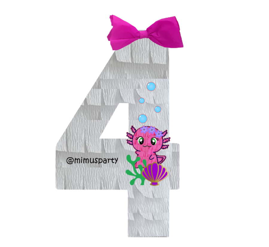 Pink Axolotl Number Four Piñata