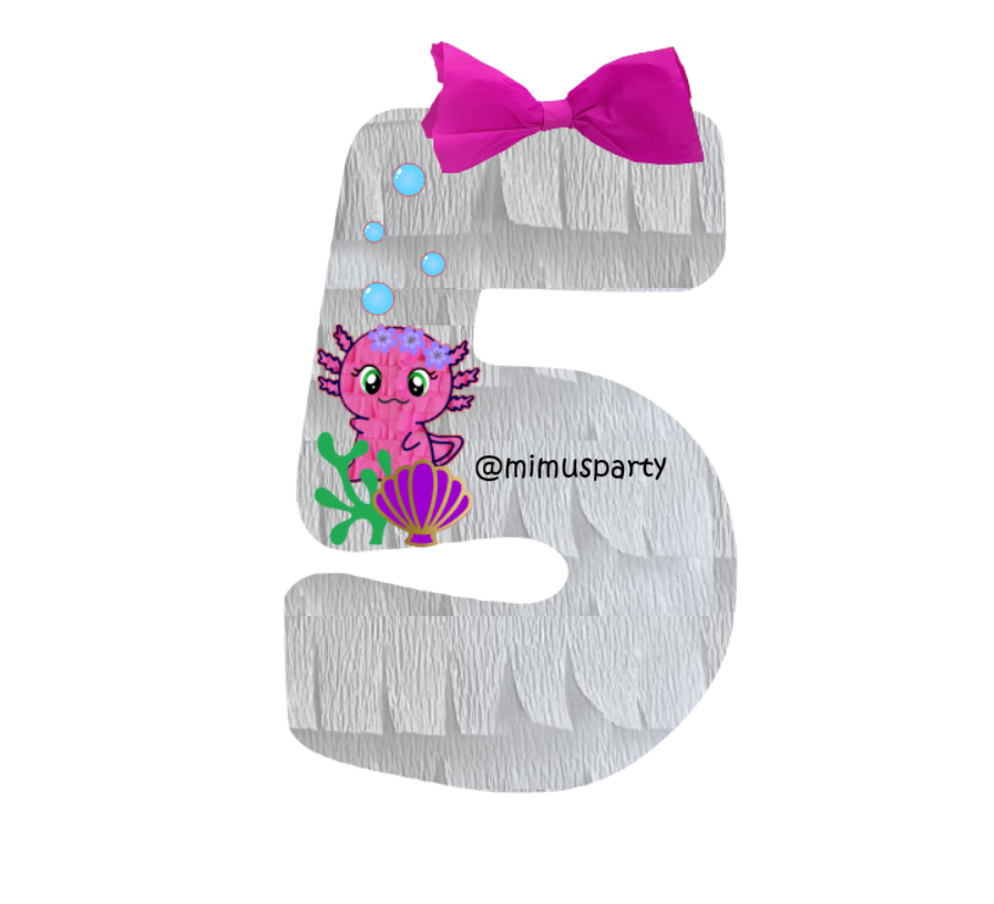 Pink Axolotl Number Five Piñata