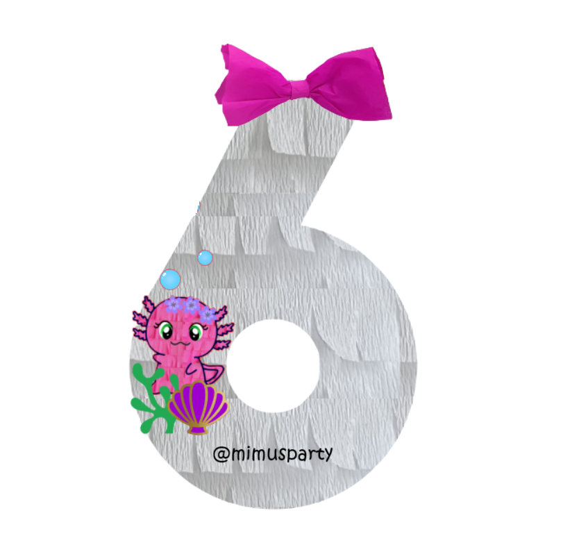Pink Axolotl Number Six Piñata