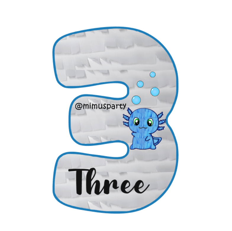 Blue Axolotl Number Three Piñata