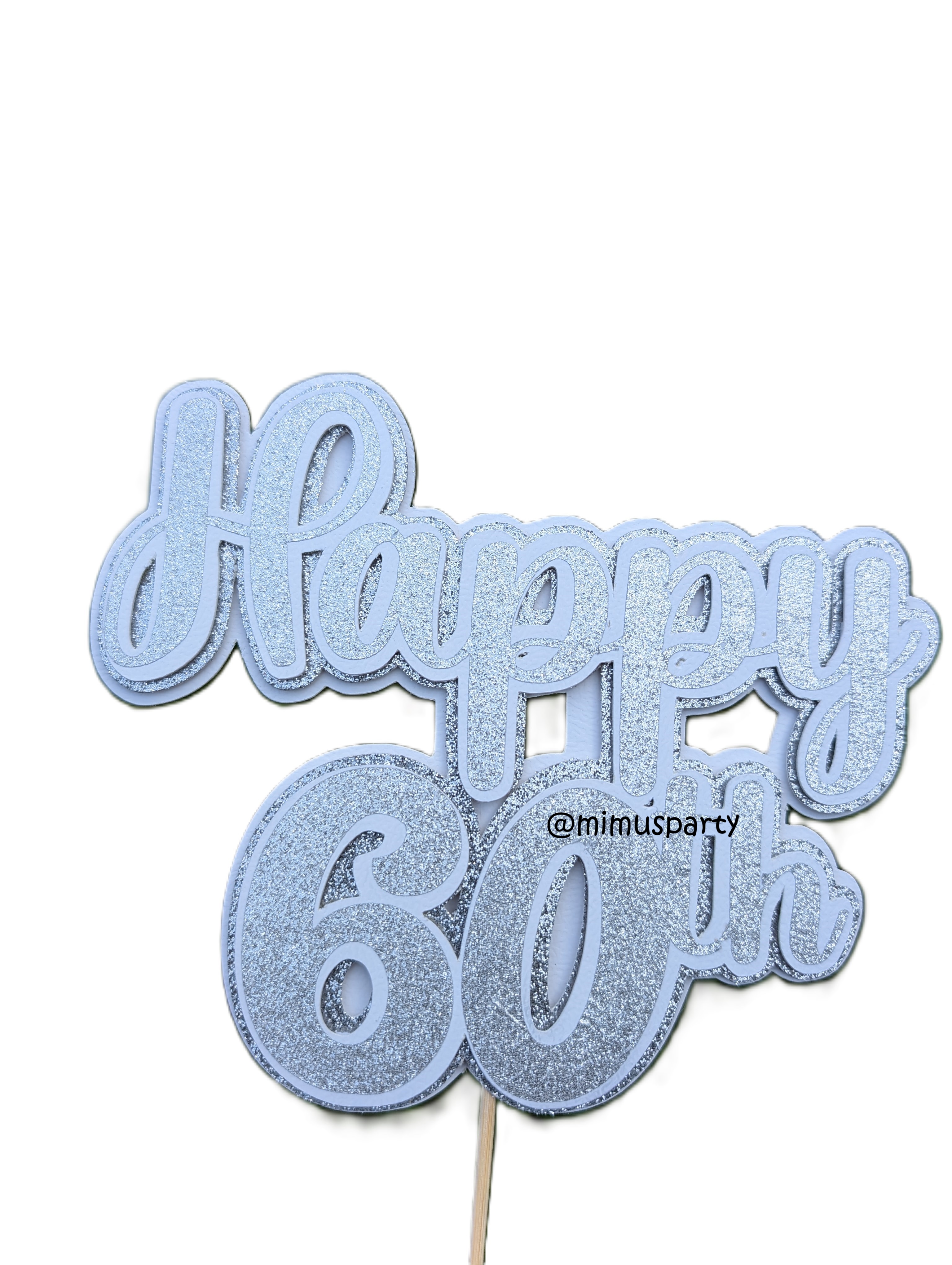 Silver Happy number Cake Topper