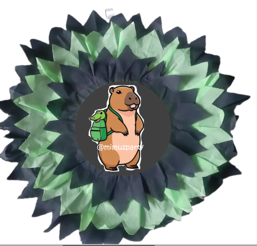 Green and black with a capybara piñata