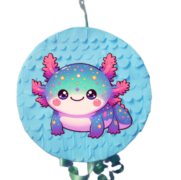Round Axolotl Piñata (blue)