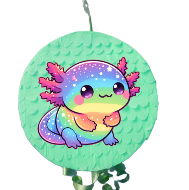 Rainbow Axolotl Round Piñata