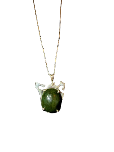 PENDENTIF EN ARGENT 925 ET JADE VERT