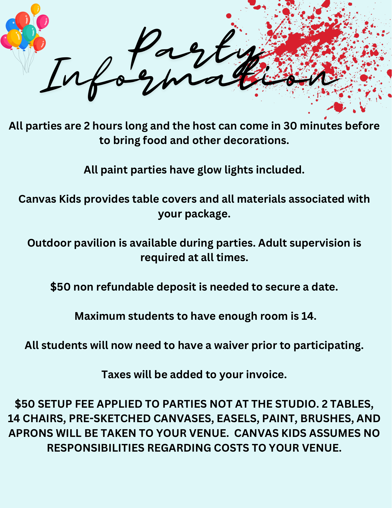 Paint Party package #1~ $220