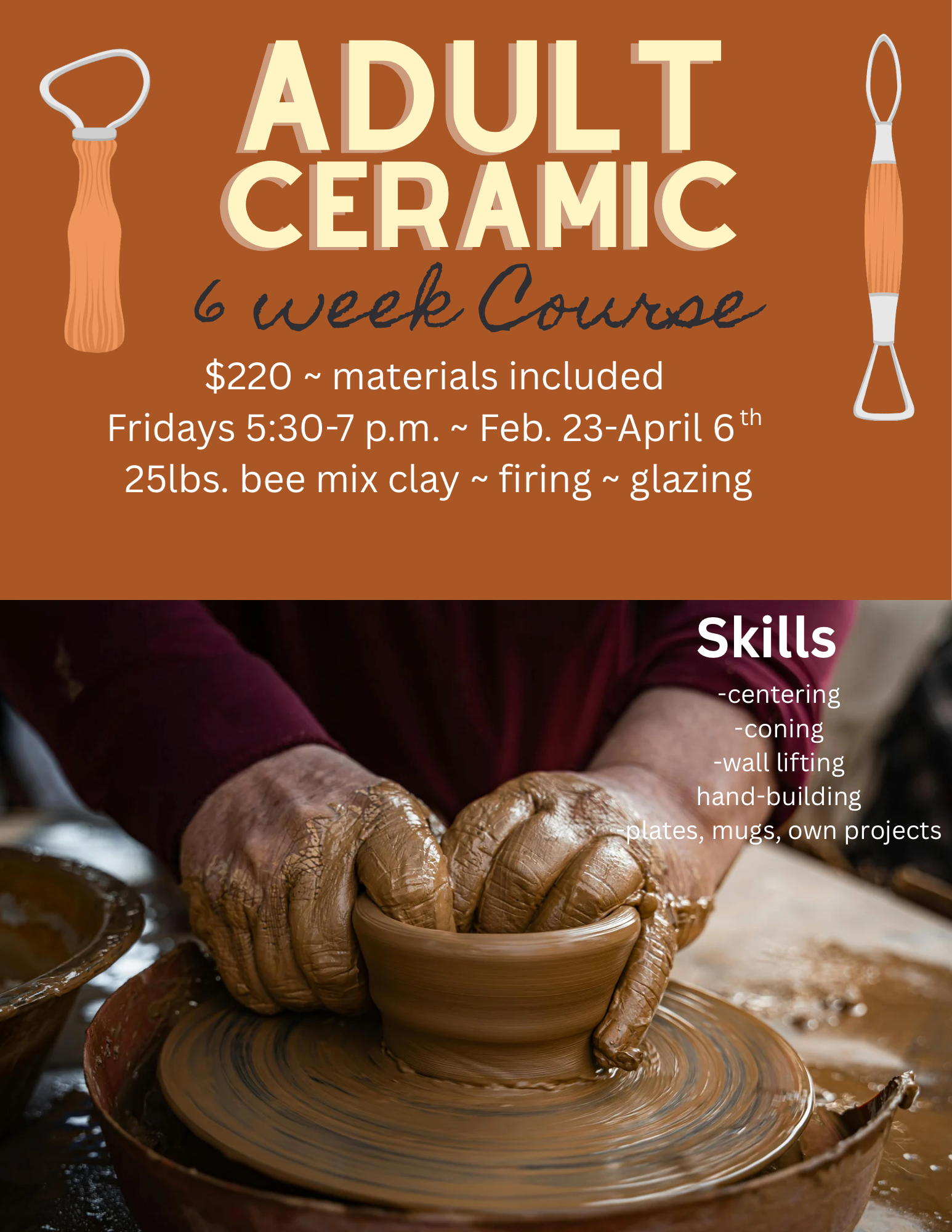 Adult Ceramic 6 Week Course