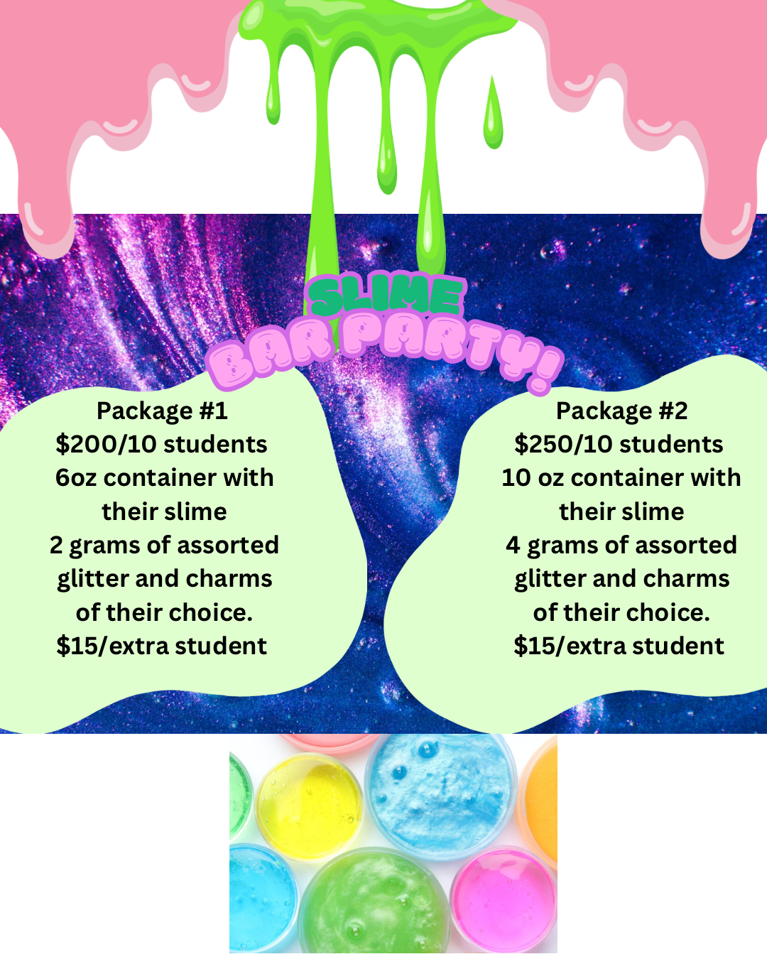 $200- Slime Bar Party Package #1