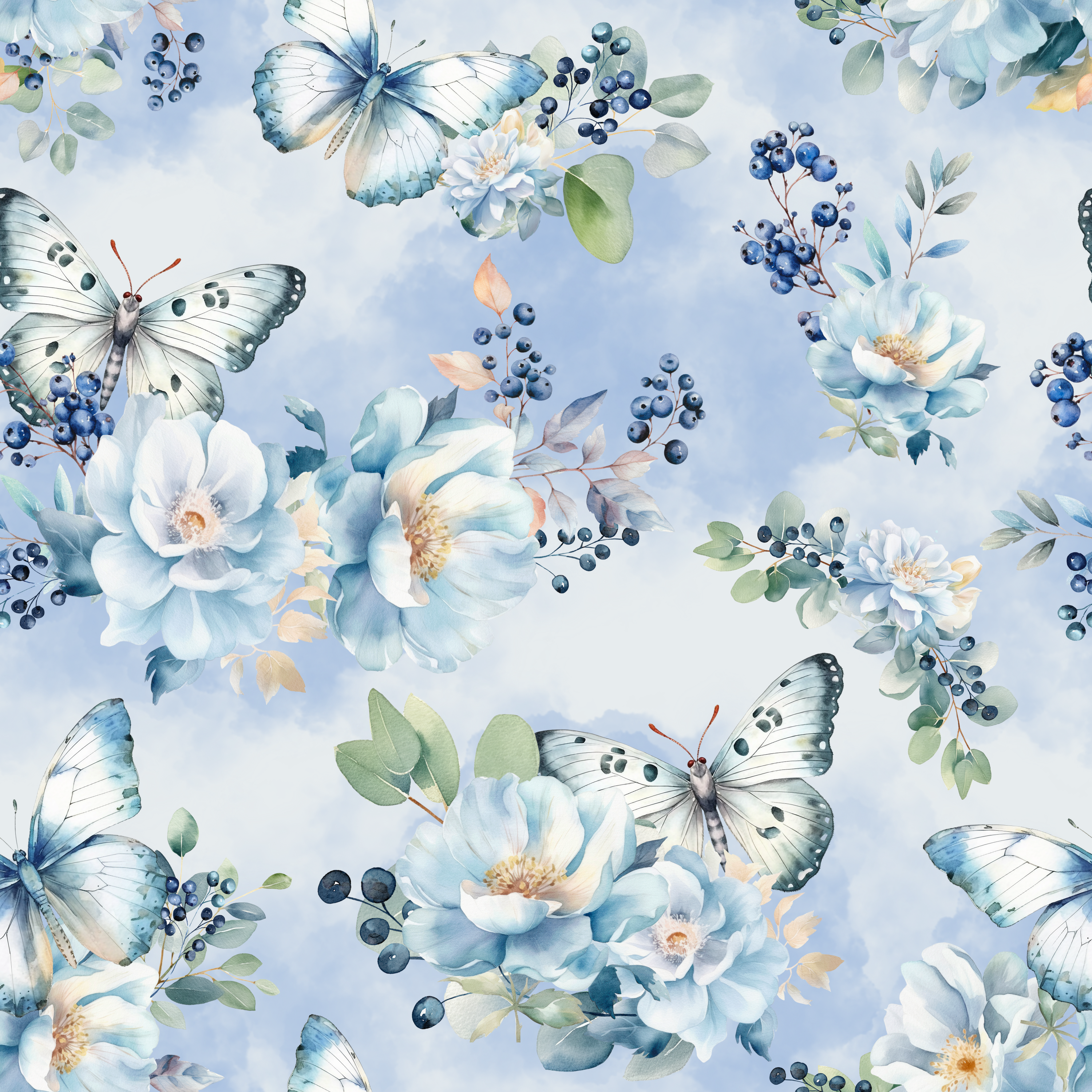 05.01.25 Blue Butterflies and Florals 
