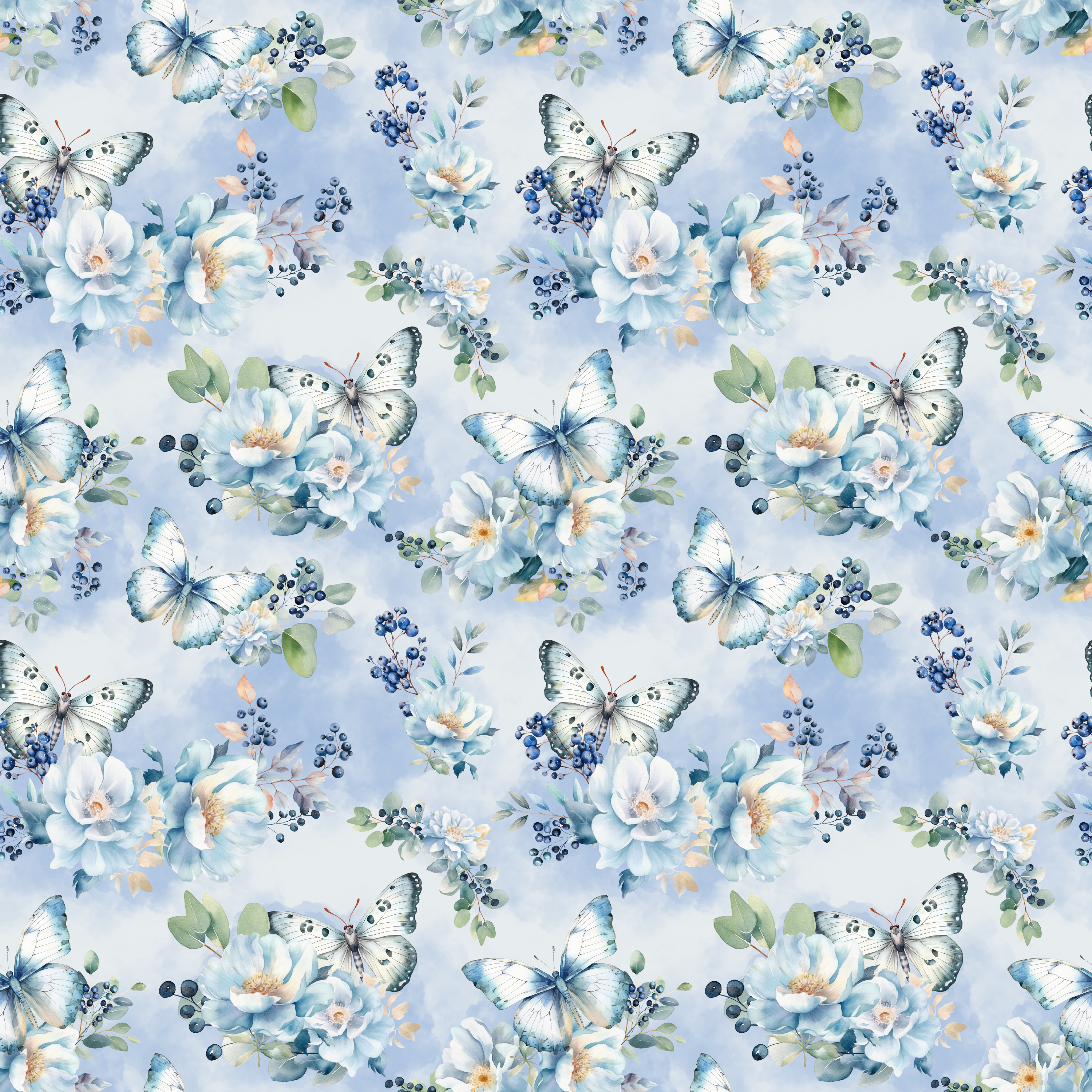 05.01.25 Blue Butterflies and Florals 