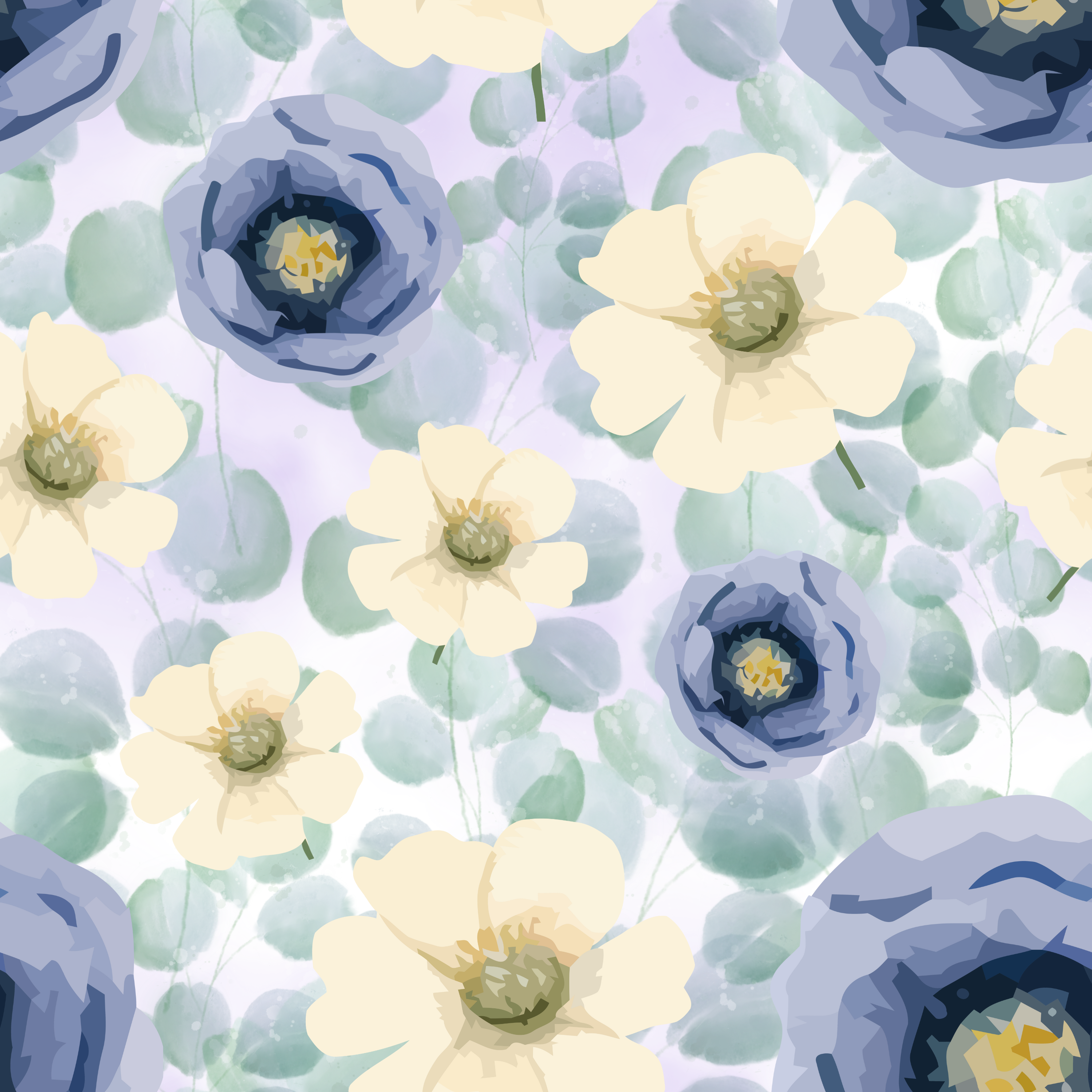 09.01.25 Watercolour florals  Blues & Reds (3 different styles)